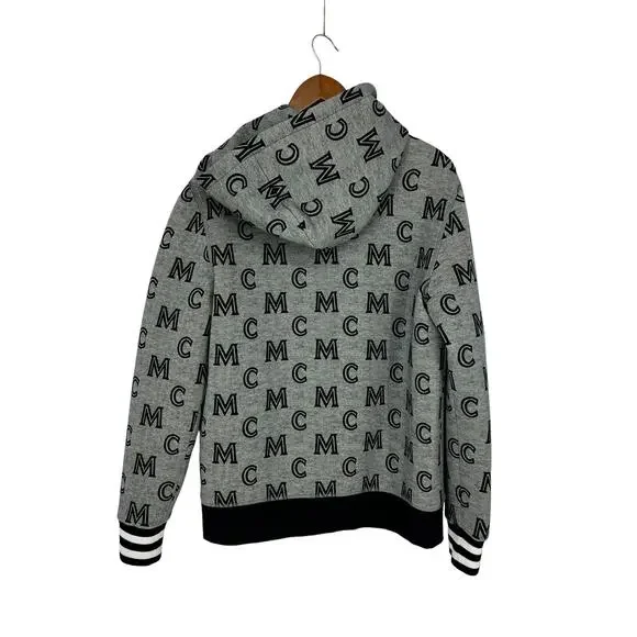 MCM Monogram Zip-up Hoodie In Grey